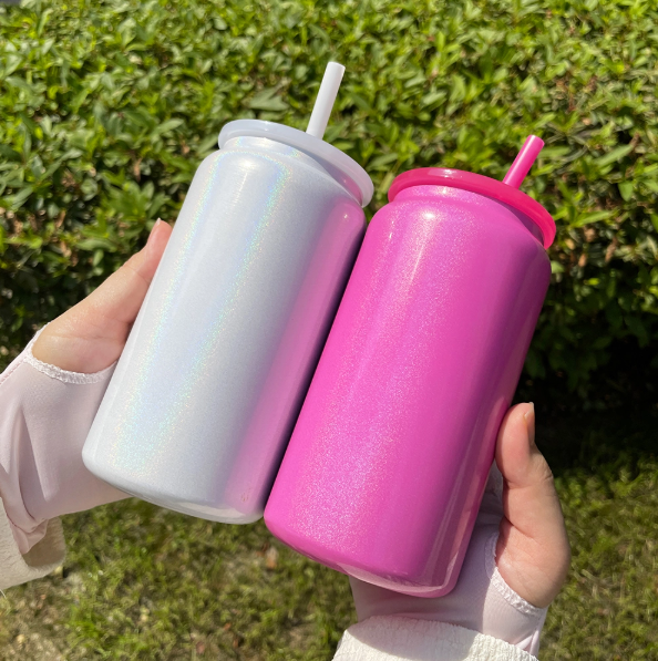 25pcs USA Warehouse 16oz Vacuum Insulated Shimmer Stainless Steel Sublimation Tumber Can