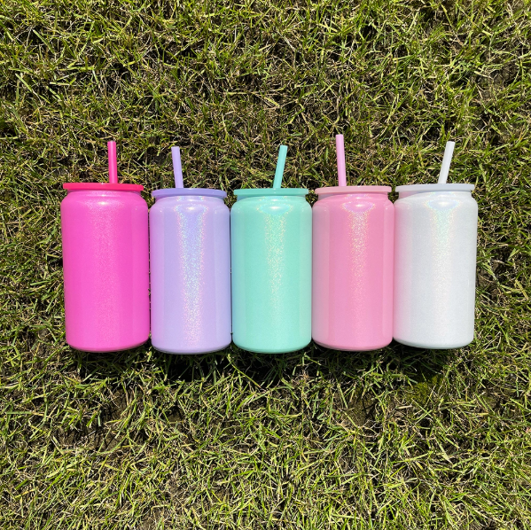 25pcs USA Warehouse 16oz Vacuum Insulated Shimmer Stainless Steel Sublimation Tumber Can