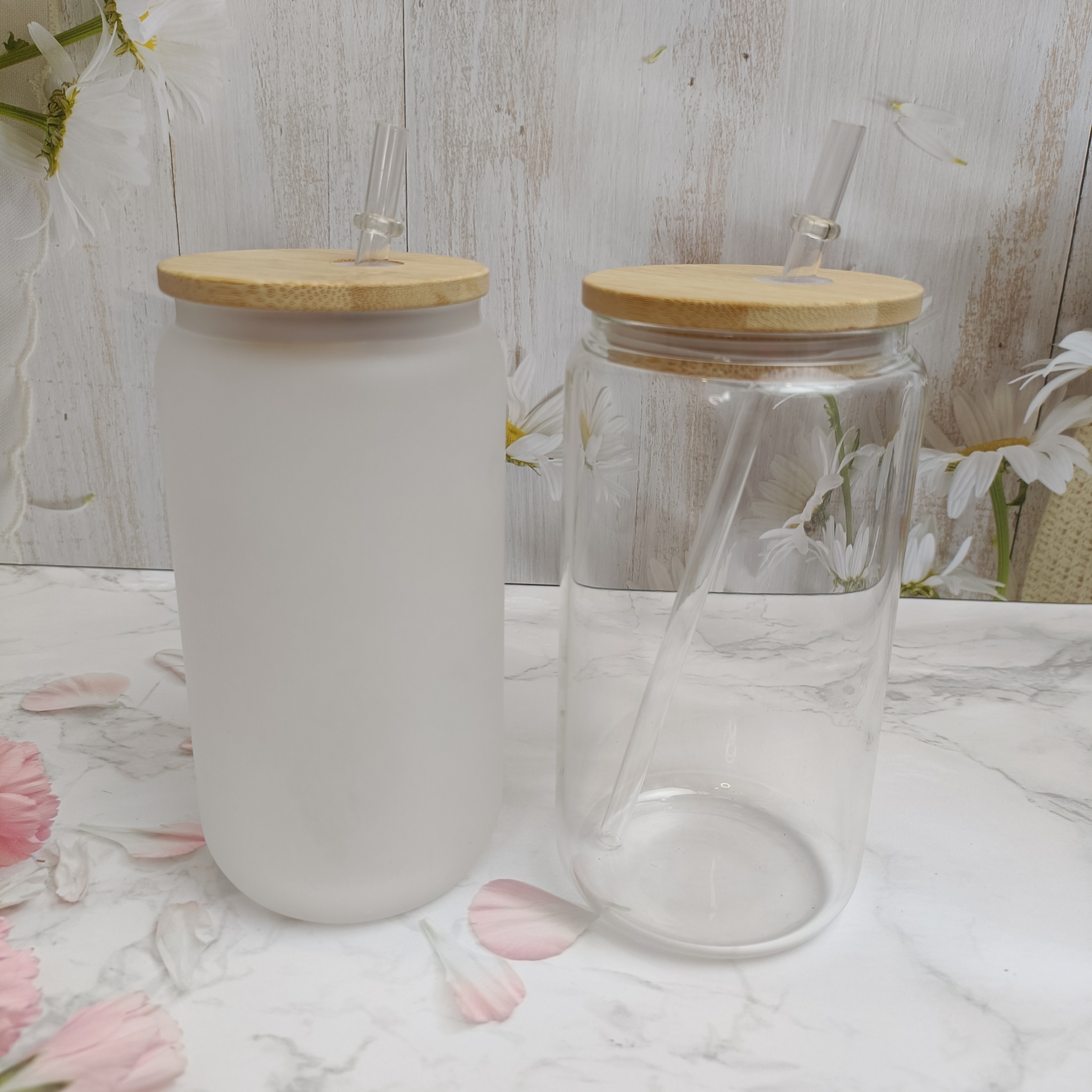 25pcs/ 50pcs 16oz Clear/ Frosted Sublimation Glass Can | Sublimation Blanks | - RafeeSub