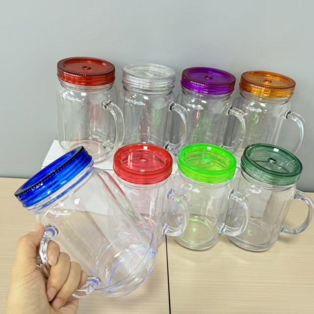 25pcs  20OZ Plastic Double Wall Snow Globe Cup with  Handle