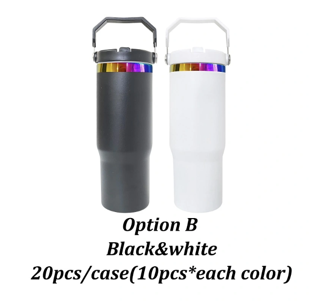 20PCS USA Warehouse 30oz Flip Straw Rainbow Plated Tumblers For Laser Engraving