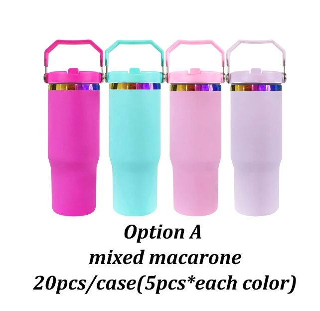 20PCS USA Warehouse 30oz Flip Straw Rainbow Plated Tumblers For Laser Engraving