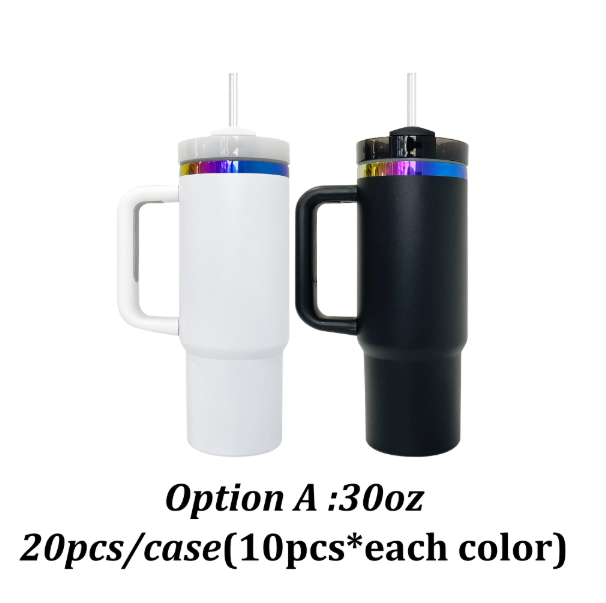 20PCS USA Warehouse H2.0 30oz Rainbow Plated Powder Coated Quencher Tumblers for Laser Engraving