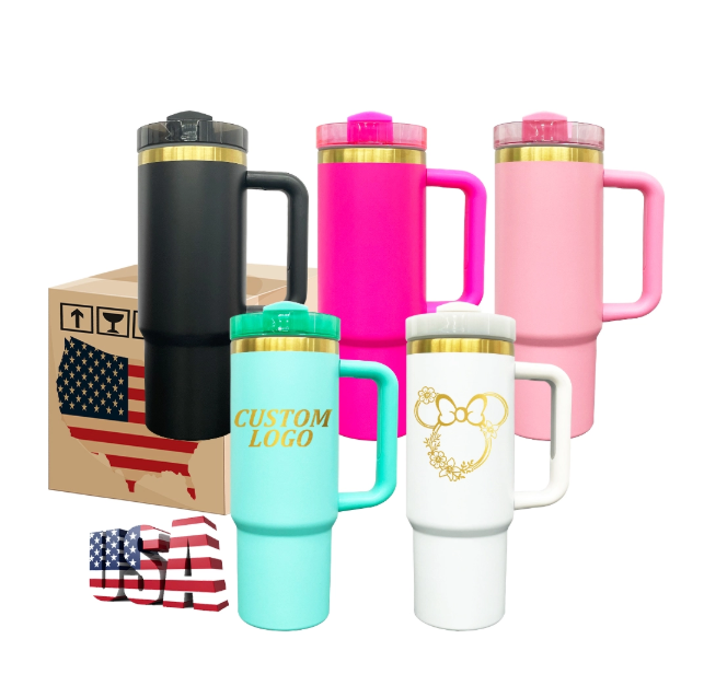 20PCS USA Warehouse 30OZ   H2.0 Gold Plated Powder Coated Tumbler for Laser engraving and UV DTF Wraps