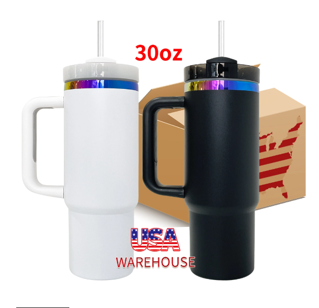 20PCS USA Warehouse H2.0 30oz Rainbow Plated Powder Coated Quencher Tumblers for Laser Engraving