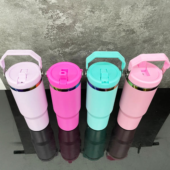 20PCS USA Warehouse 30oz Flip Straw Rainbow Plated Tumblers For Laser Engraving