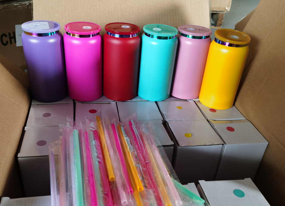 16oz stainless steel rainbow plated powder coated colored soda beer can-25pcs