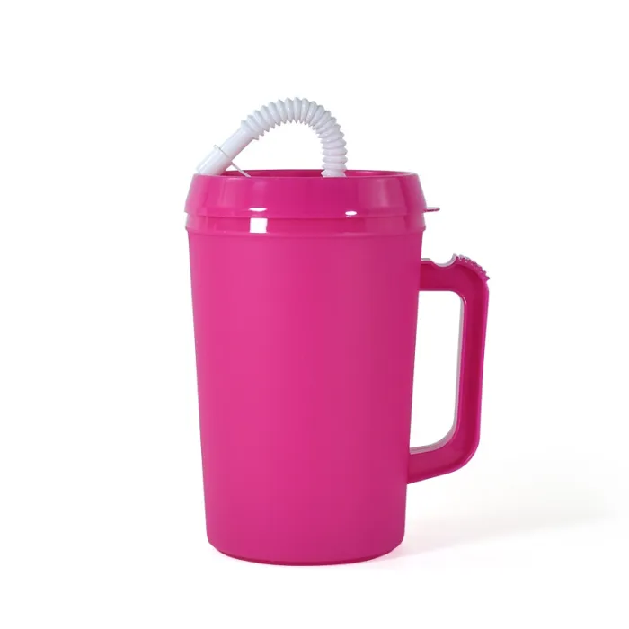 US Warehouse 34oz Colored Trucker/Hospital Plastic Cup Mug with Lid and Straw
