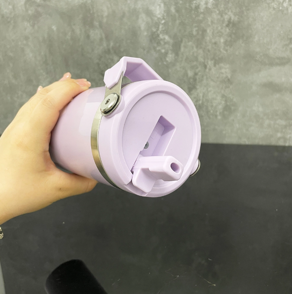 25 pcs  US Warehouse 30oz  Glossy Macaron Colors Flip Straw Sublimation Tumbler With Handle