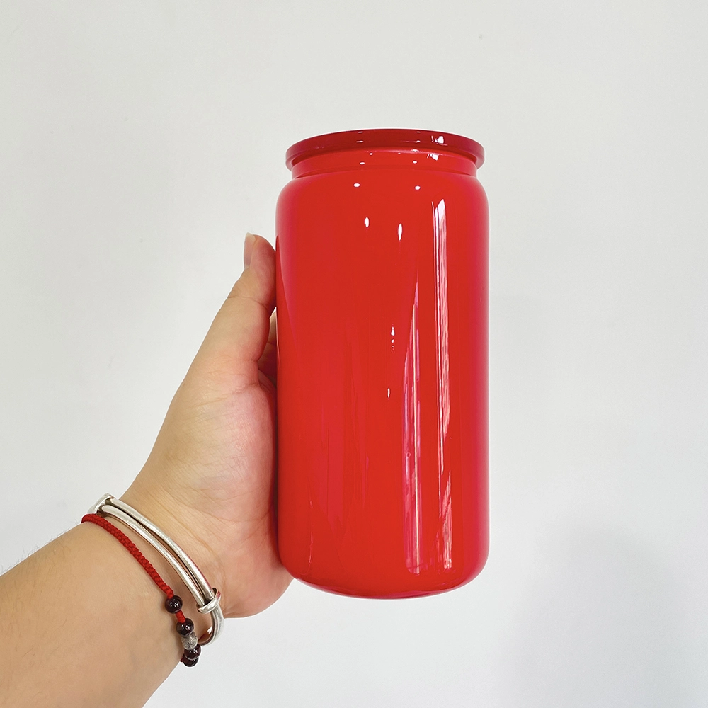 50pcs USA Warehouse 16oz Christmas Green Red Mix Color Sublimation Glass Can for UV DTF Wraps