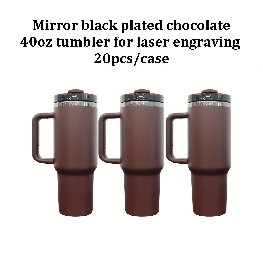 20pcs US Warehouse 40oz Black Plated Chocolate Color Tumblers for Laser Engraving