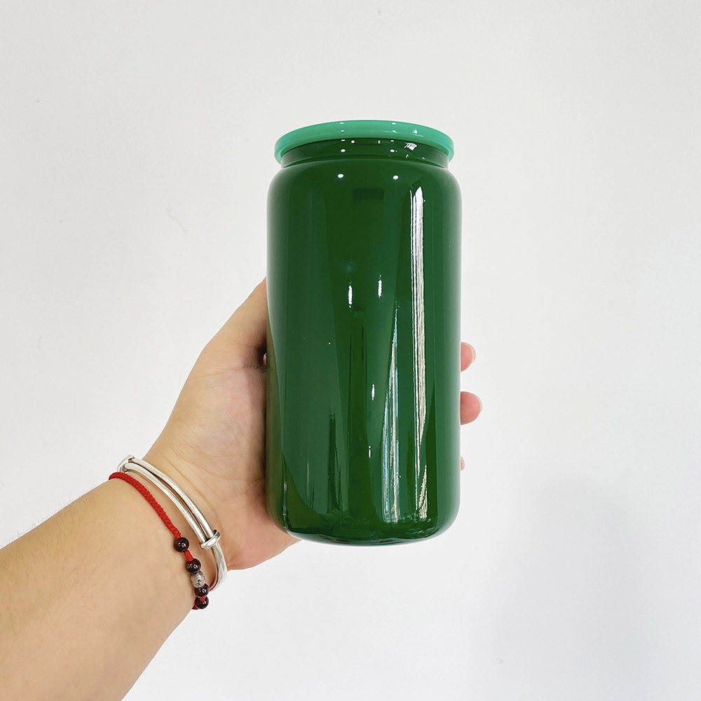 50pcs USA Warehouse 16oz Christmas Green Red Mix Color Sublimation Glass Can for UV DTF Wraps
