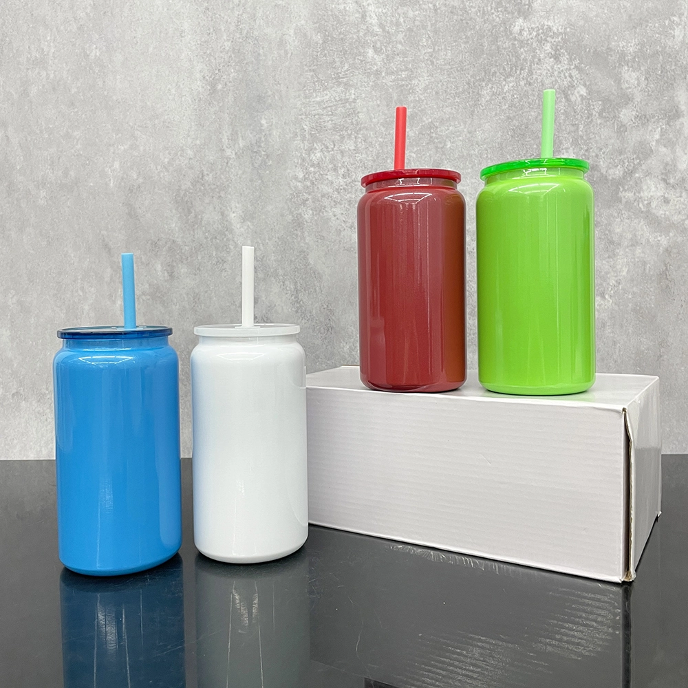 25pcs US Warehouse Christmas 16oz Shimmer Glitter Vacuum Insulated Stainless Steel Sublimation Can Tumbler