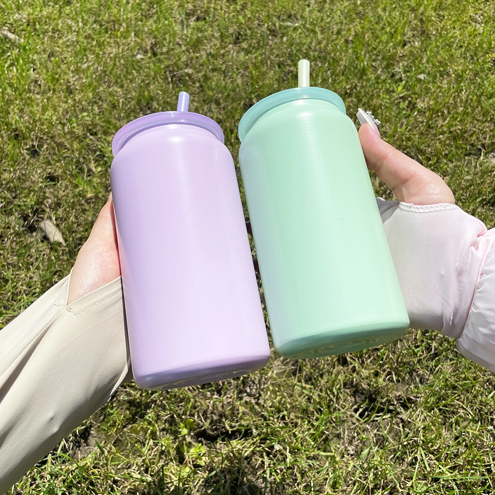 25pcs US Warehouse 16oz Vacuum Insulated Matte Candy Colored Stainless Steel Sublimation Can Tumbler