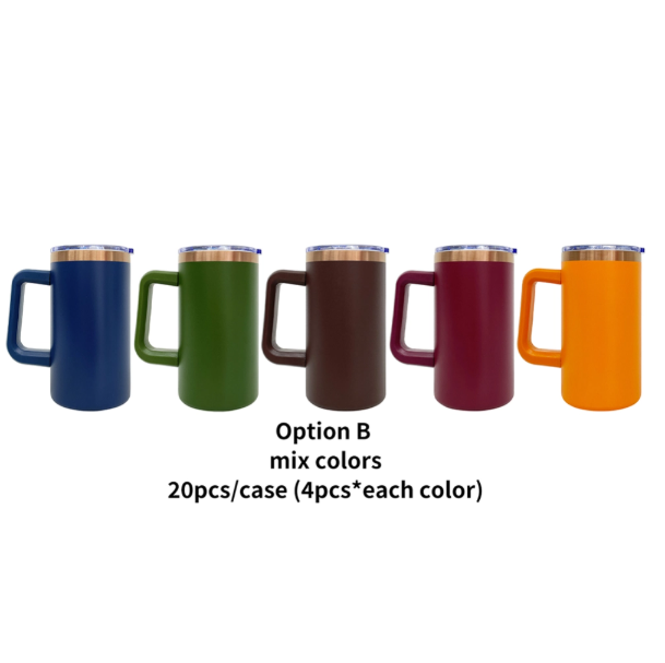 20pcs USA Warehouse 20oz Copper Underneath Powder Coated Coffee Mugs with Removable Plastic Handle for Laser Engraving