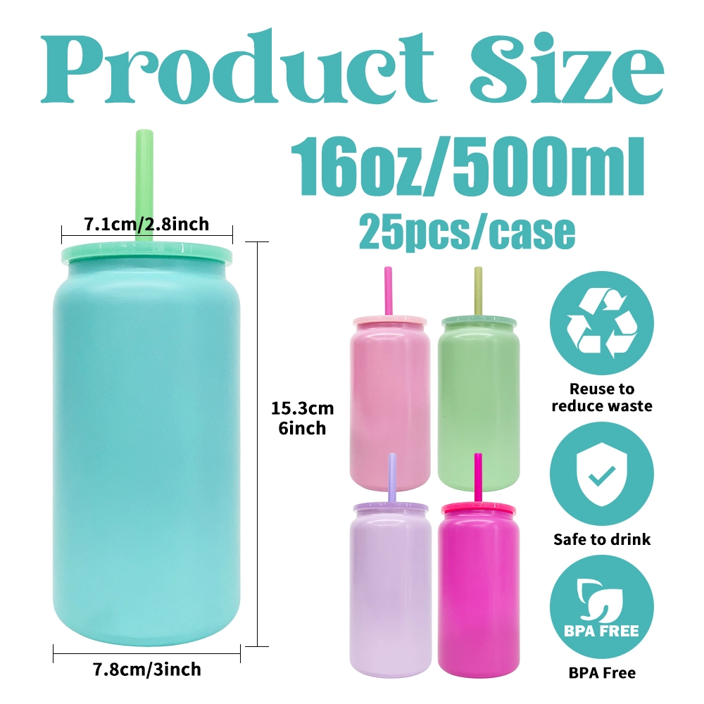 25pcs US Warehouse 16oz Vacuum Insulated Matte Candy Colored Stainless Steel Sublimation Can Tumbler
