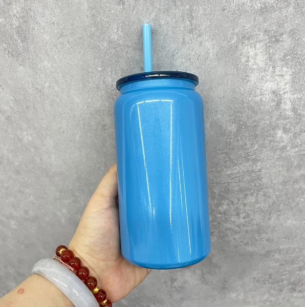 25pcs US Warehouse Christmas 16oz Shimmer Glitter Vacuum Insulated Stainless Steel Sublimation Can Tumbler