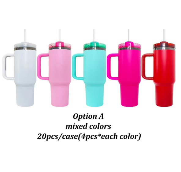 20pcs USA Warehouse H2.0 40oz Power Coated Mirror Black Plated Tumbler For Laser Engraving