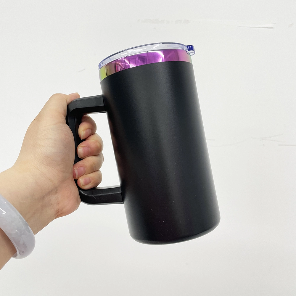 20pcs USA Warehouse 20oz Rainbow Underneath Powder Coated Coffee Mugs with Removable Plastic Handle for Laser Engraving