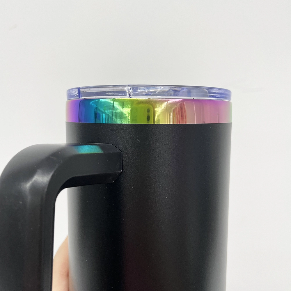 20pcs USA Warehouse 20oz Rainbow Underneath Powder Coated Coffee Mugs with Removable Plastic Handle for Laser Engraving