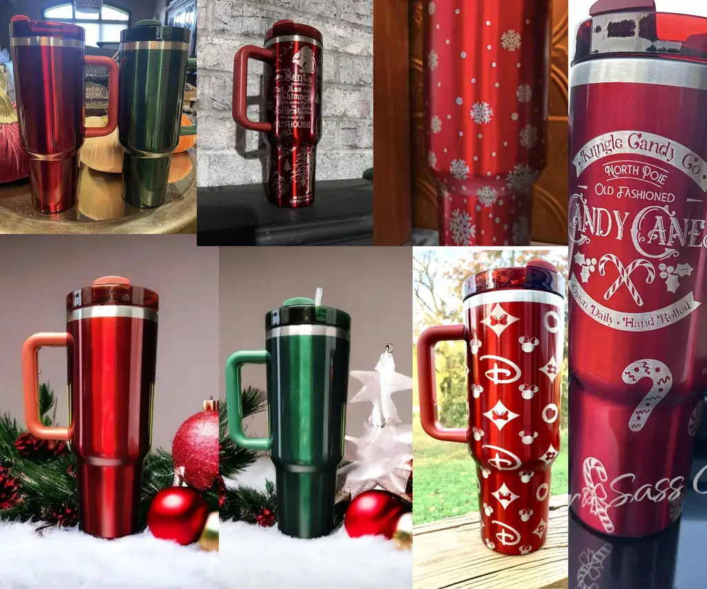 20pcs USA Warehouse H2.0 40oz Blank Sublimation Christmas Green Red Color Tumblers