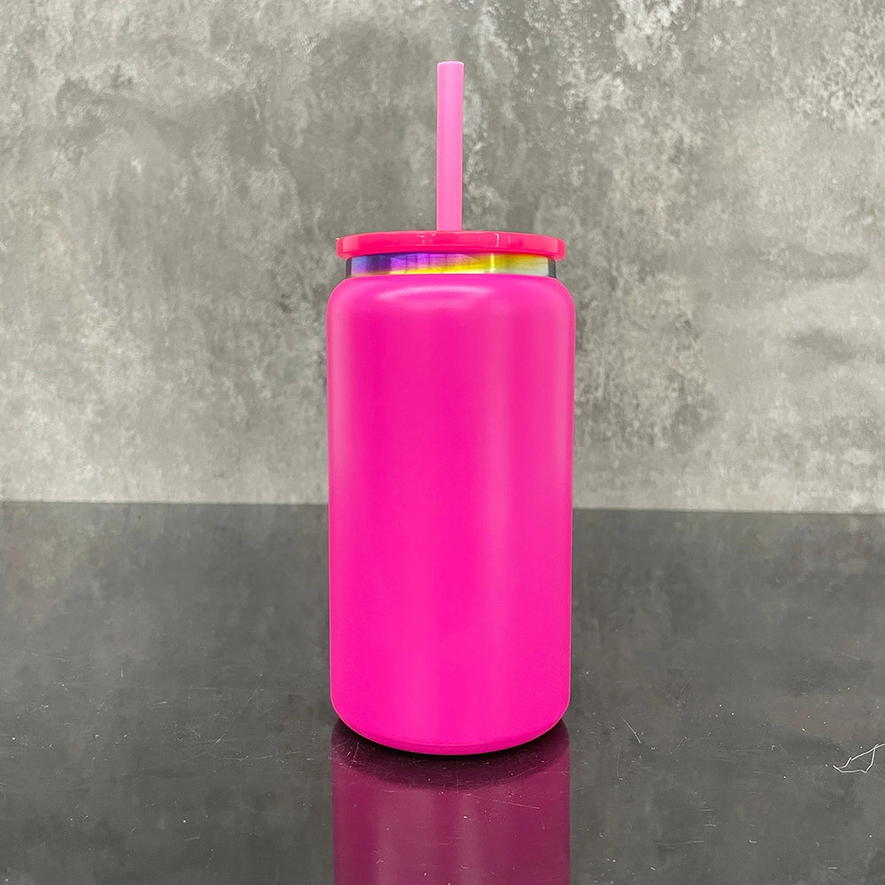 25pcs US Warehouse 16oz Double Walled Vacuum Insulated Stainless Steel Tumbler Rainbow Plated Powder Coated Can for Lasering