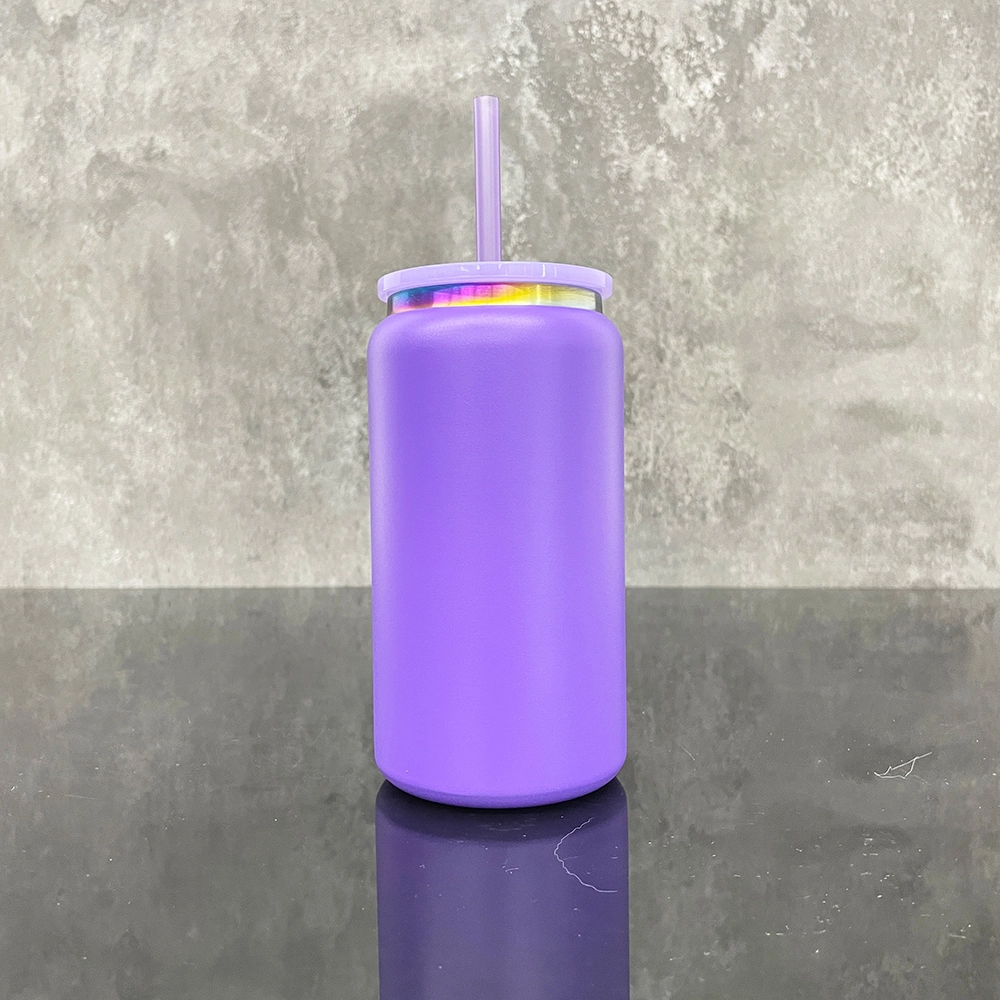 25pcs US Warehouse 16oz Double Walled Vacuum Insulated Stainless Steel Tumbler Rainbow Plated Powder Coated Can for Lasering