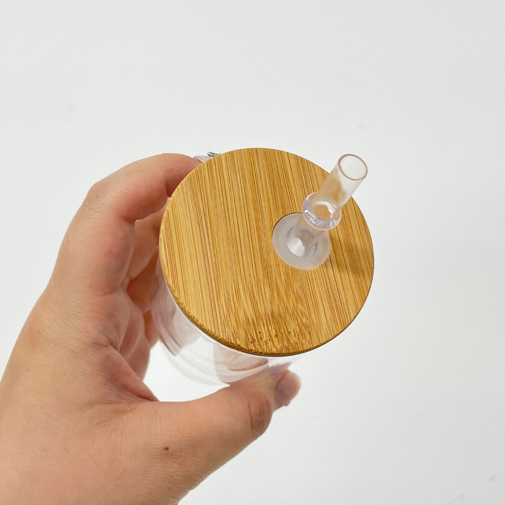50pcs 3oz Sublimation Pre-Drilled Snow Globe Mini Shot Glass Can with Bamboo Lid