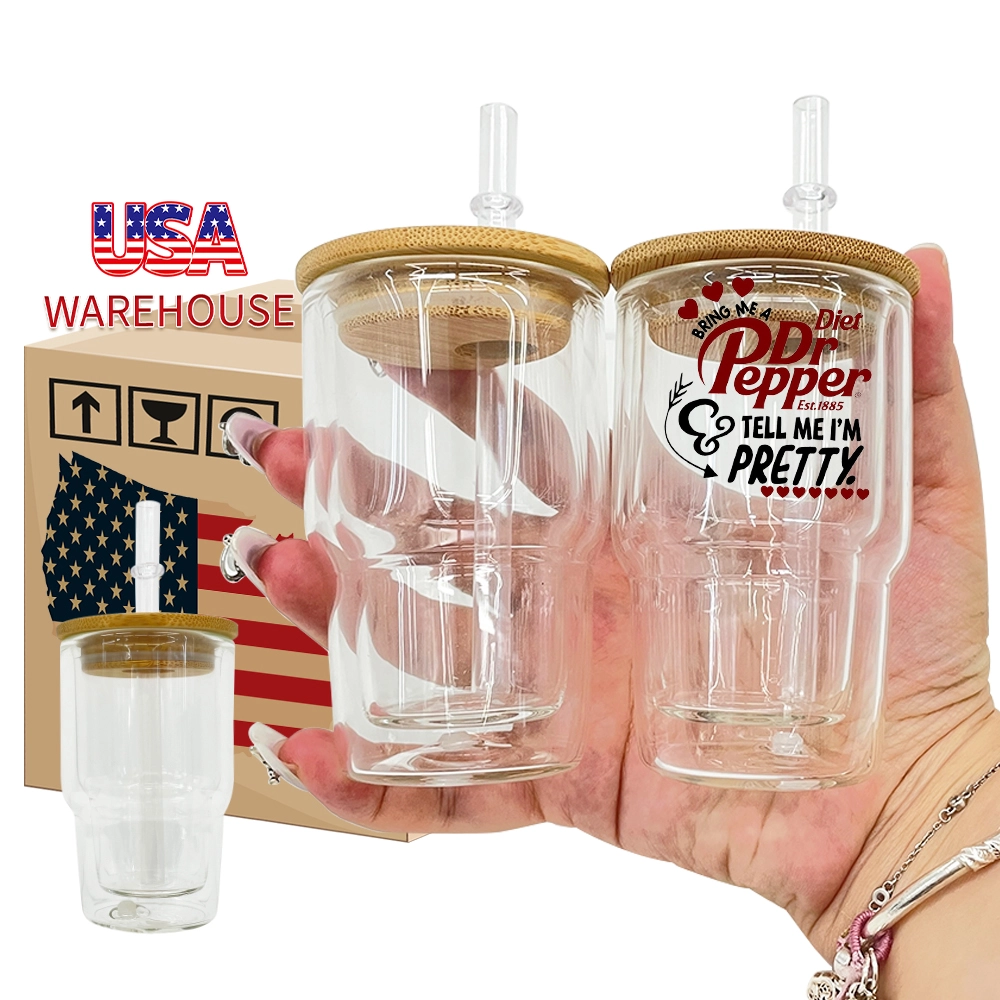 50pcs 3oz Sublimation Pre-Drilled Snow Globe Mini Shot Glass Can with Bamboo Lid