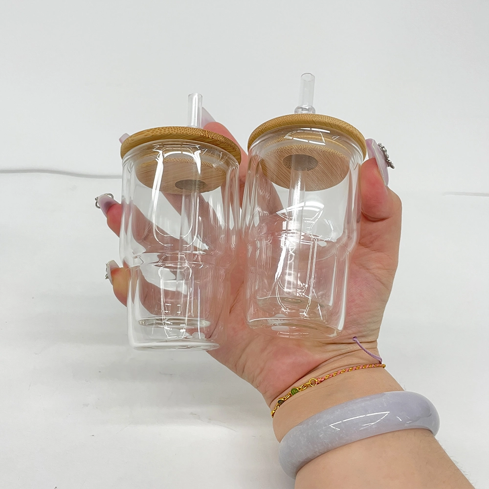 50pcs 3oz Sublimation Pre-Drilled Snow Globe Mini Shot Glass Can with Bamboo Lid