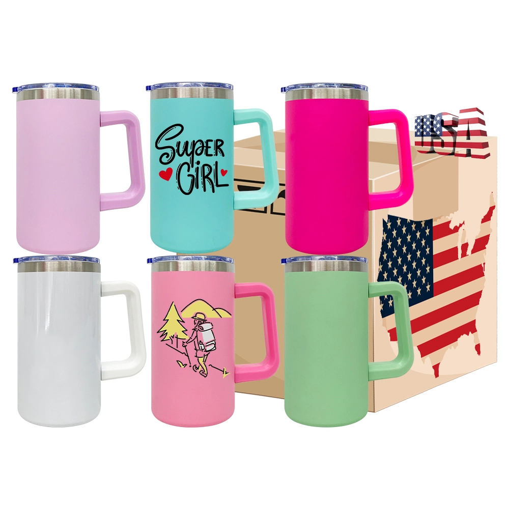 20pcs US Warehouse 20oz Blank Sublimation Coffee Mugs with Removable Plastic Handle
