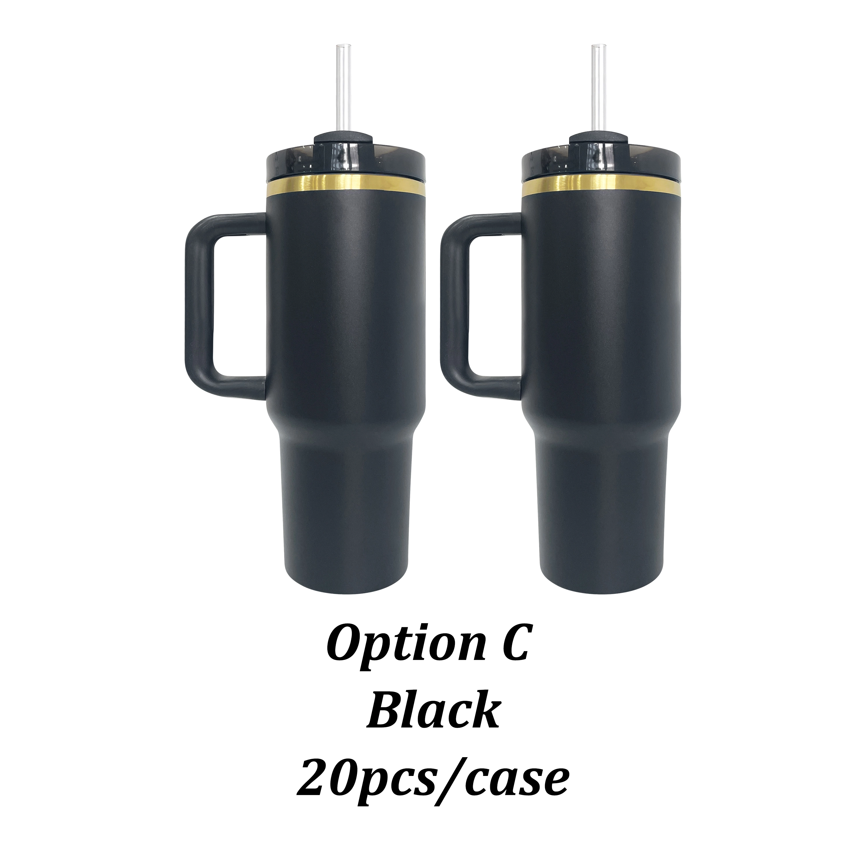 20pcs 40oz Gold Plated Stainless Steel Tumbler with Handle For Laser Engraving (Mixed 5 Colors)