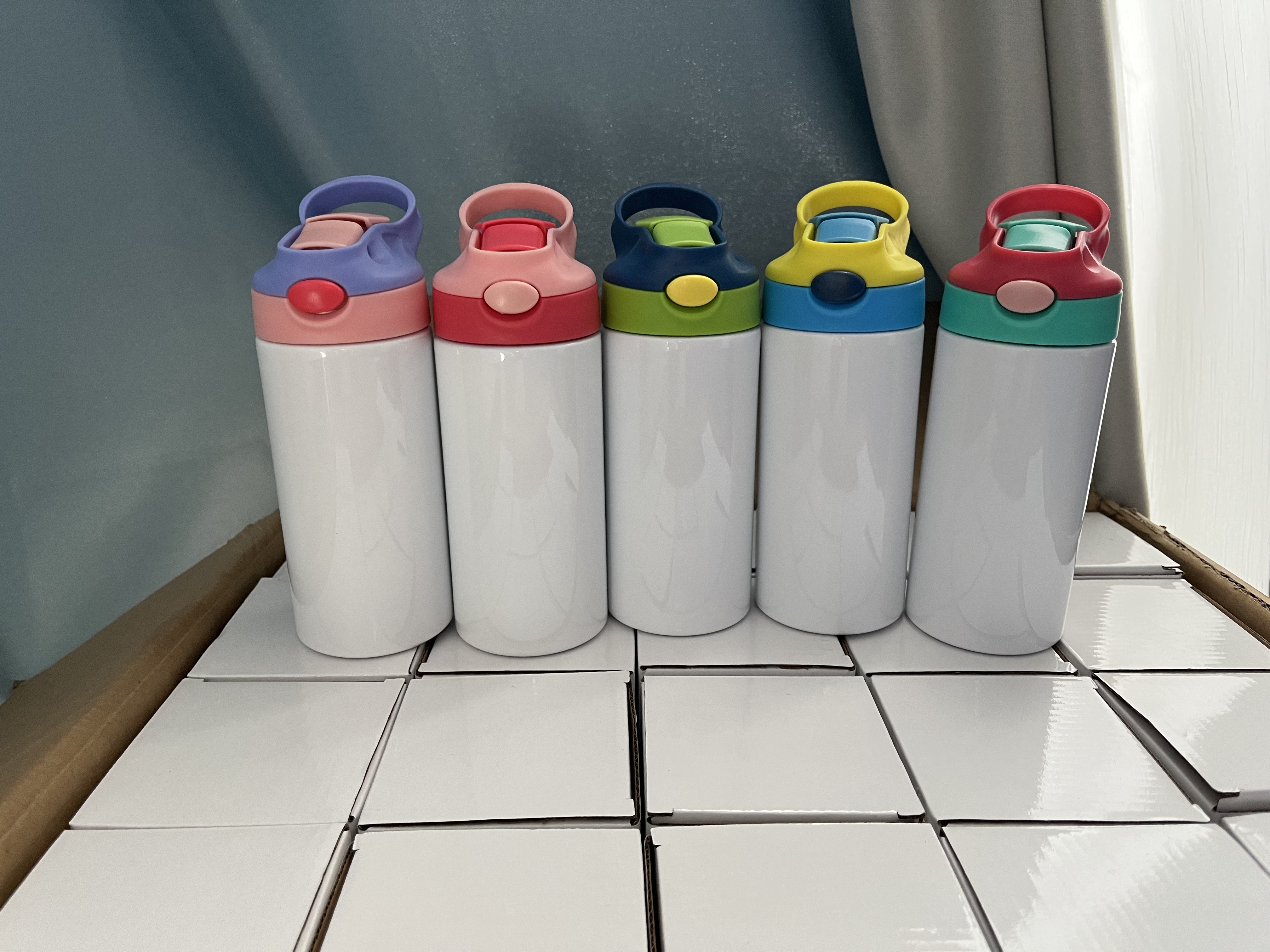 30pcs 12oz Sublimation Kids Bottle with Color Lid