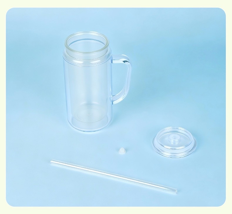 16oz Glow In The Dark Snow Globe Plastic Cups with Handle 50pcs/case