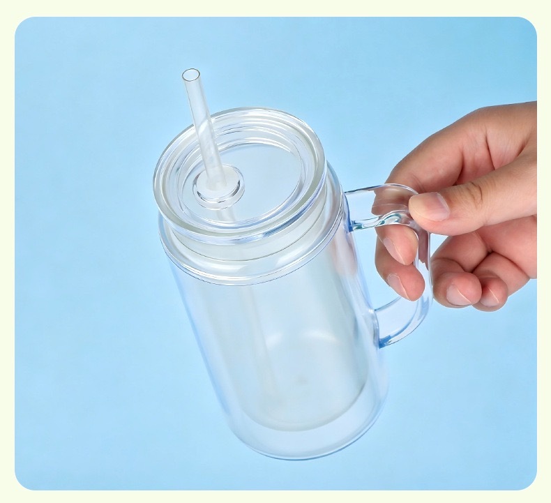 16oz Glow In The Dark Snow Globe Plastic Cups with Handle 50pcs/case
