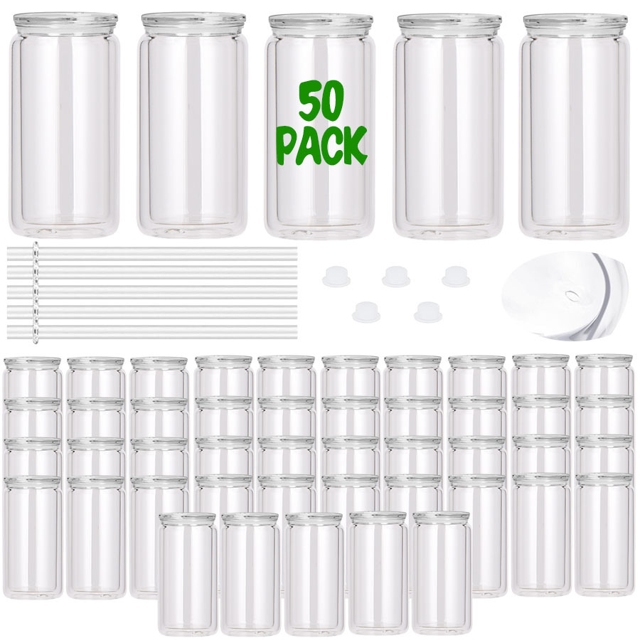 25PCS/50PCS 16oz snow globe plastic can  with color lid and color straw