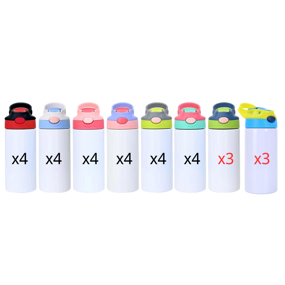 30pcs US RTS 12oz Sublimation Bounce Kids Bottle Stainless Steel Flip Top Kids Cup Tumbler Free Shipping (30PCS)