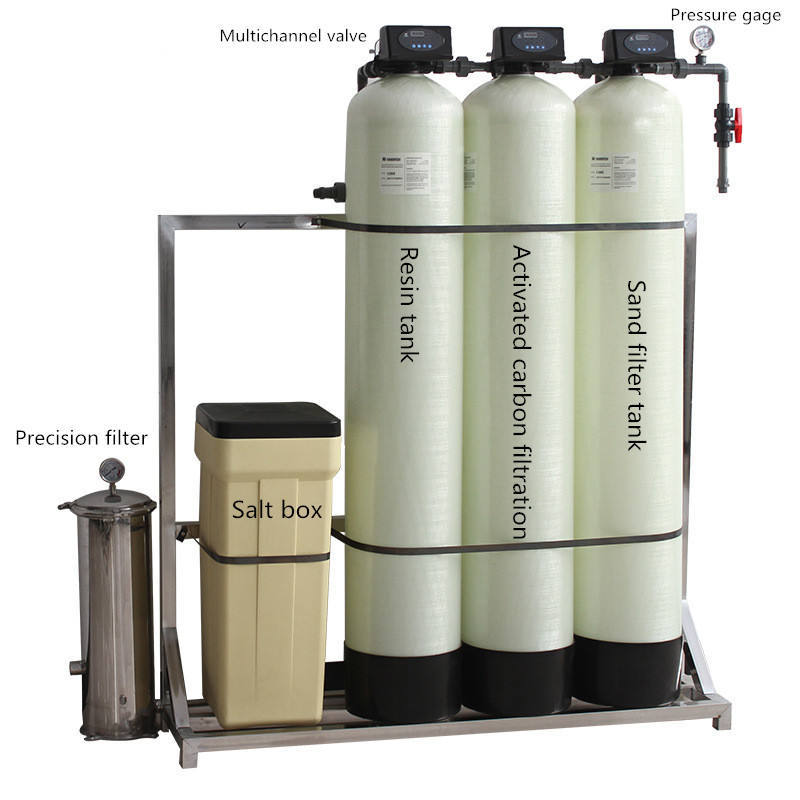 FRP Reverse Osmosis Filtration Systems 500l Ro Mineral Pure Water Desalination Filter Machine With Sand Filter