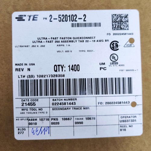 Quick Disconnects, Tab, 22 18 AWG Wire Size, .32 .82 mm² Wire Size