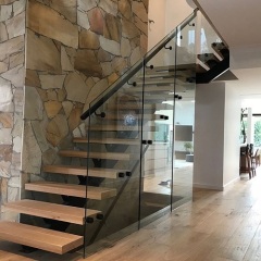 Modern indoor metal stairs customized mono stringer straight staircase design