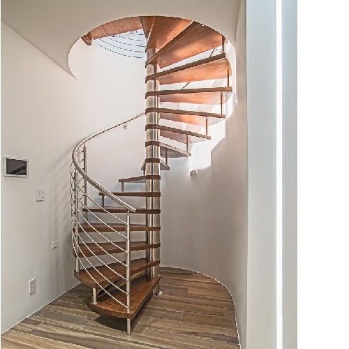 Factory price stainless steel wood spiral Stairs design for indoor using
