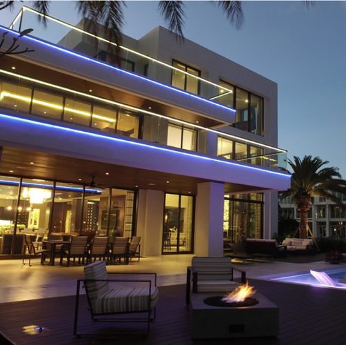 Poplular design U channel base glass railing with led light