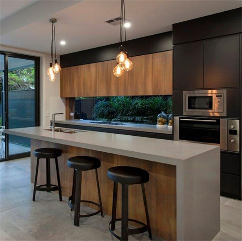 Latest Design Modular europen black Lacquer Kitchen Cabinet with islands