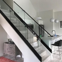 Interior u channel glass railing for stairs modern design