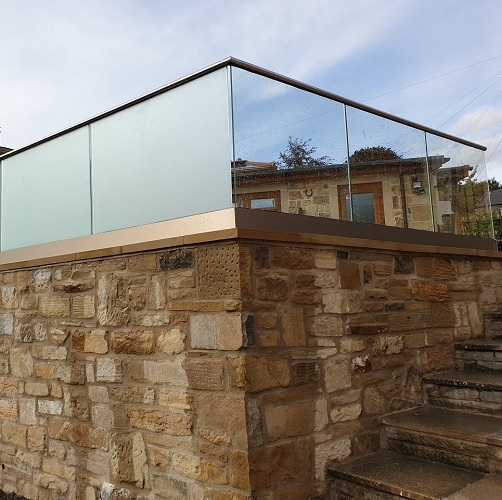 Gold finish hardware terrace railing modern design for balcony railing glass railing