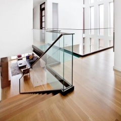 Interior u channel glass railing for stairs modern design