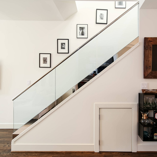 Interior u channel glass railing for stairs modern design