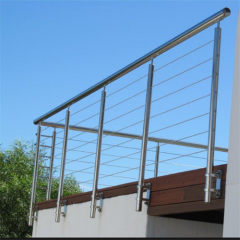 Side mounted stainless steel handrail wire cable railing balcony railing kit