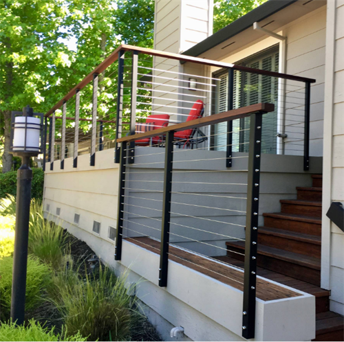 Side mounted stainless steel handrail wire cable railing balcony railing kit
