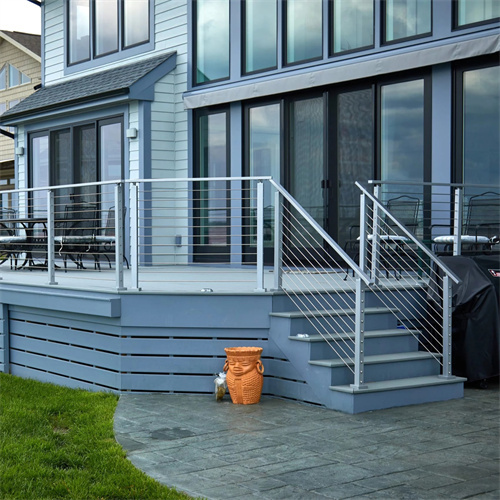 Square stainless steel wire deck railing handrail for stairs and deck